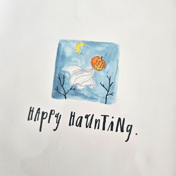 NEW Rae Dunn | Set Of Two Halloween Trick Or Treat Happy Haunting Square Plates - Picture 4 of 7